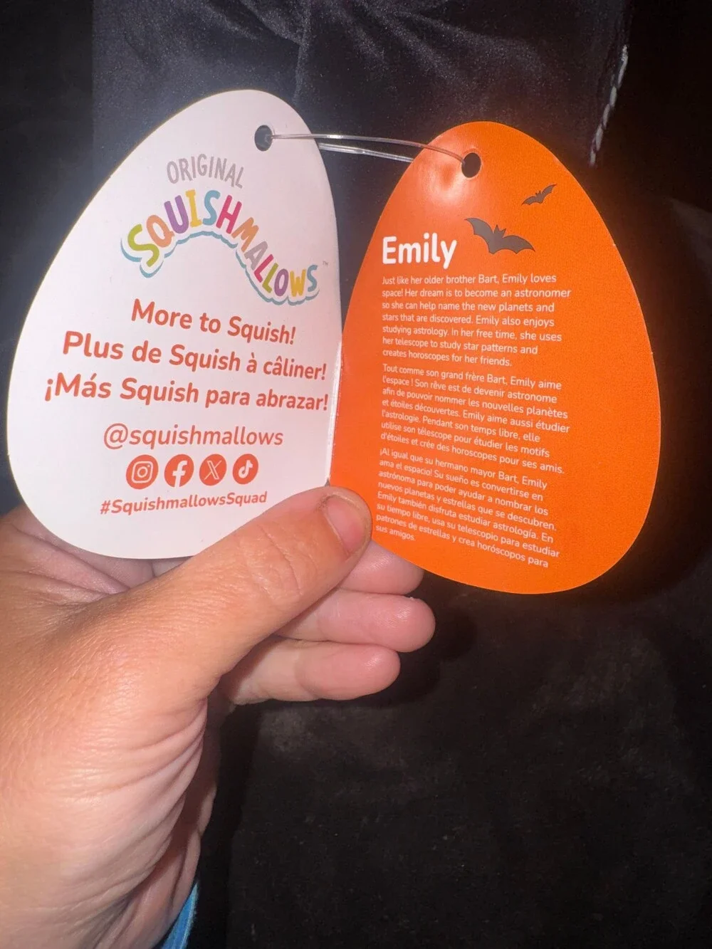 NWT. Squishmallows Emily Plush Toy Orange Black Polyester Plush